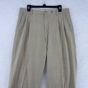 Nat Nast Luxury Originals Silk Cotton Blend Pleated Khaki Pants Mens 34x32 ZT54W